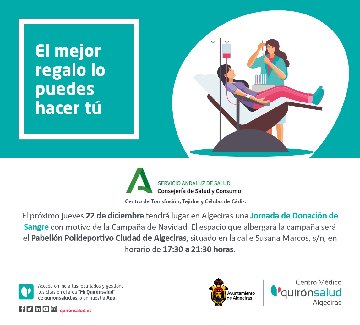 El Centro de Transfusión, Tejidos y Células de Cádiz organiza hoy una Jornada de Donación de Sangre en Algeciras