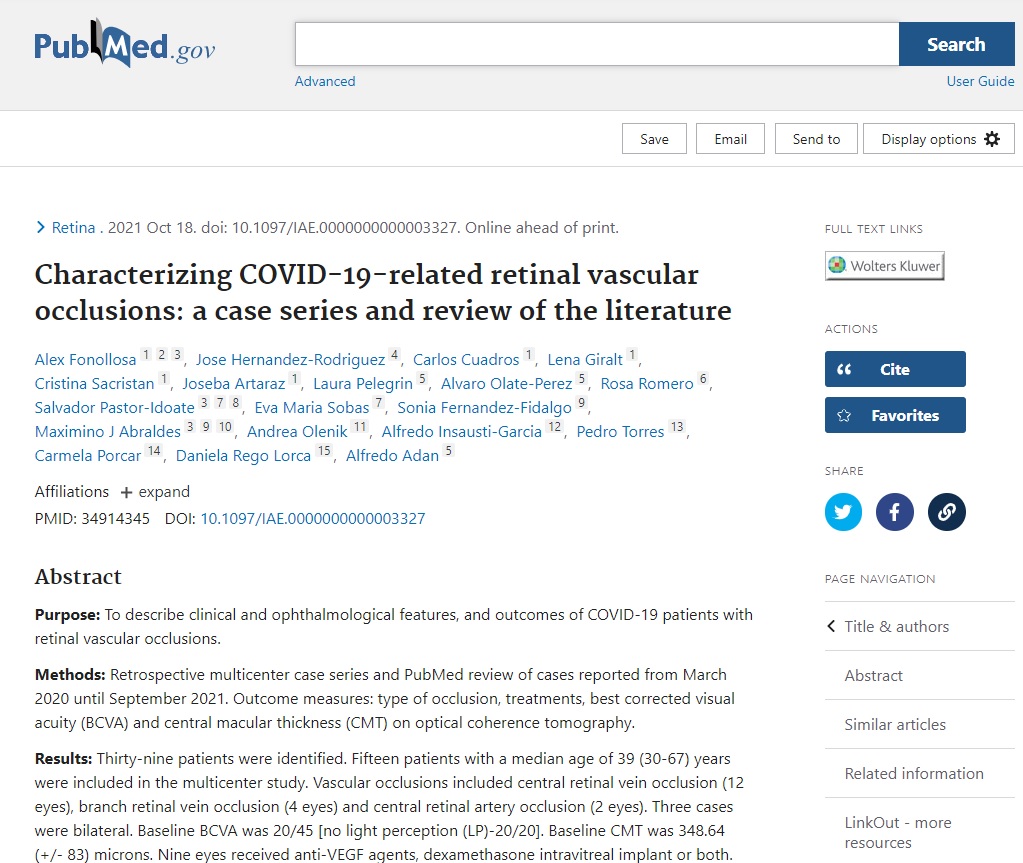 PUB Med Characterizing COVID-19 related vascular occlusions